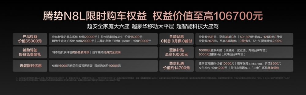 29.98万元-32.98万元！大六座安全豪华SUV腾势N8L正式上市